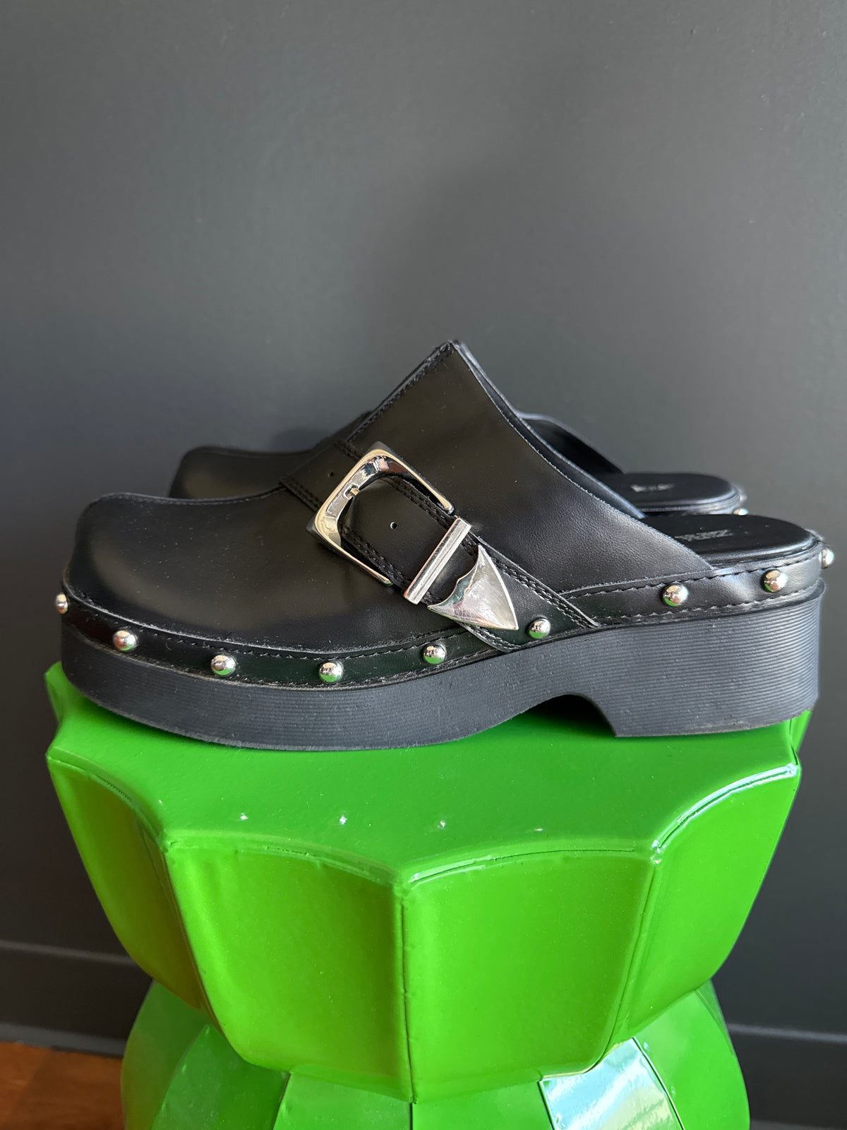 Zara NWOT Buckle Stud Clog, 39