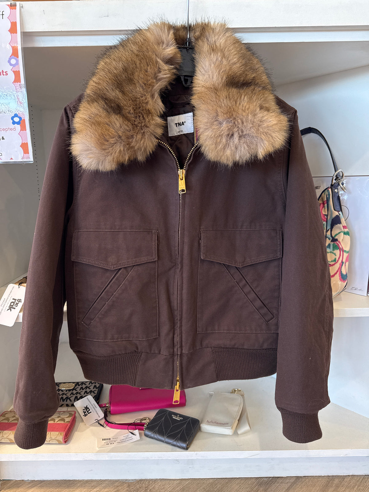 TNA Aritzia Overdrive Aviator Bomber, Brown