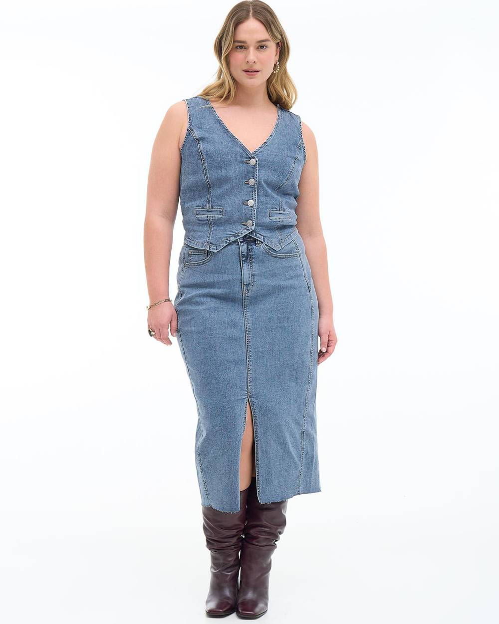 Additonelle Denim Vest, 1X