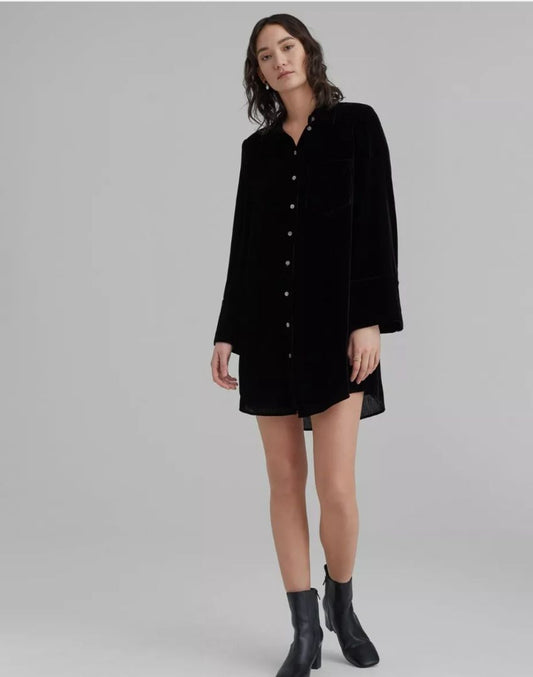 Velvet Shirt Dress, Small