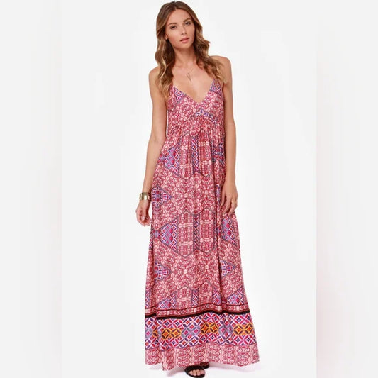 MinkPink Water Colour Tiles Maxi Dress, XS