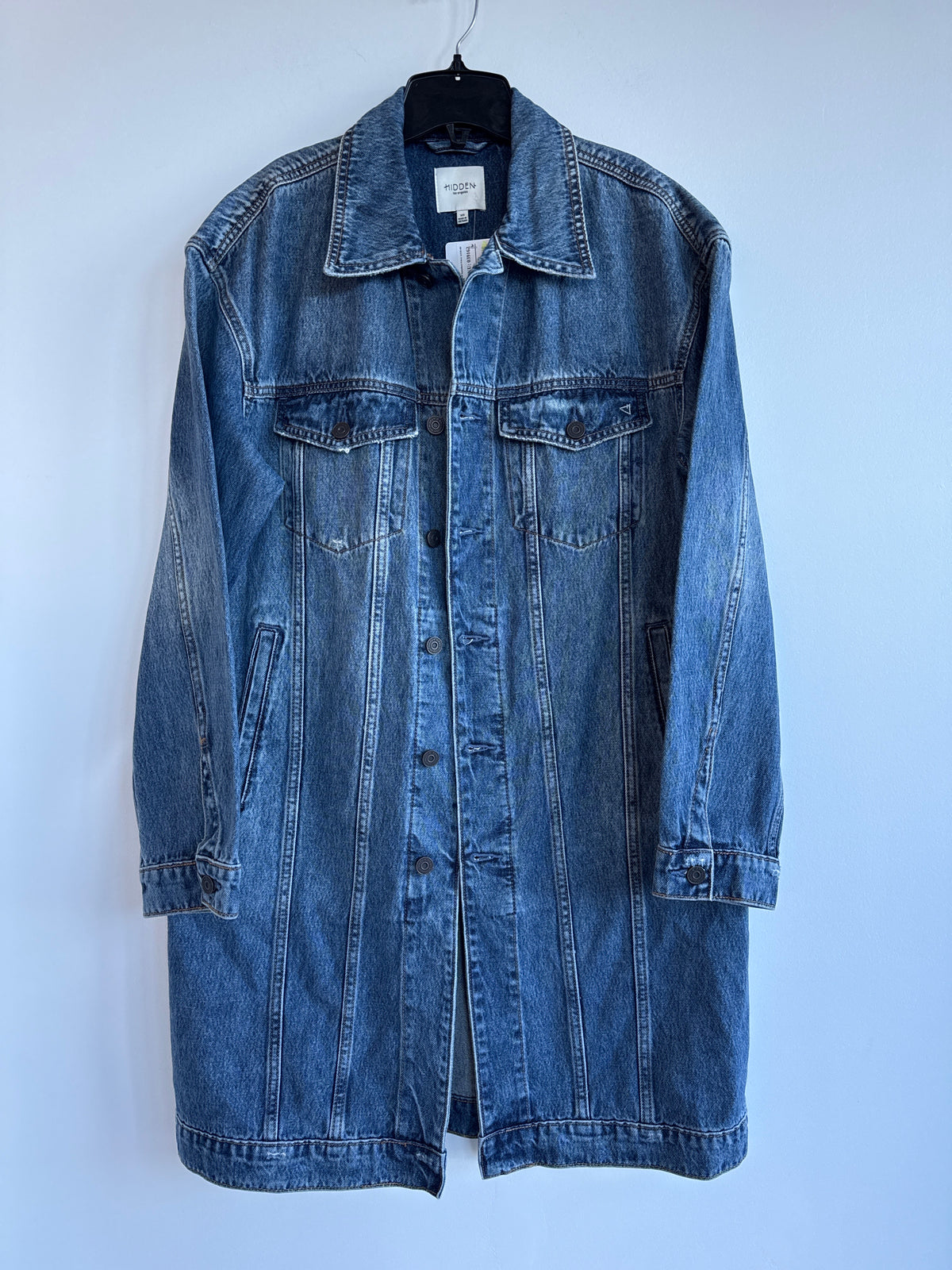Hidden long denim jacket. Sherwood Park consignment, Sherwood Park shopping, consignment store Sherwood Park, Edmonton consignment, secondhand shopping, secondhand clothing, women’s consignment, women’s clothing consignment, curated consignment, quality secondhand clothing, pre-loved clothing, thrift shopping, sustainable fashion, local shopping, Alberta consignment