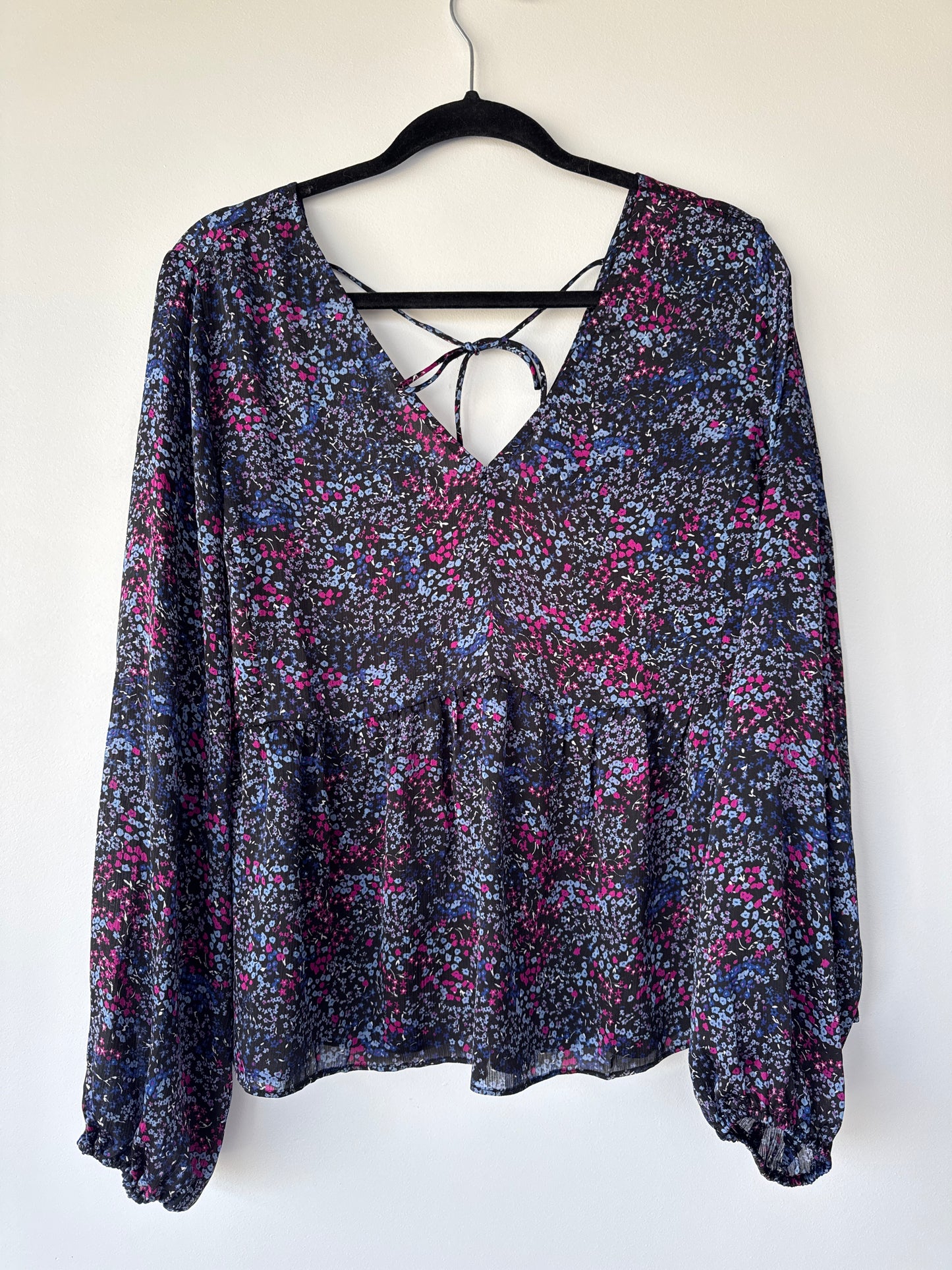 Additonelle LS Floral Peplum Blouse, 1X