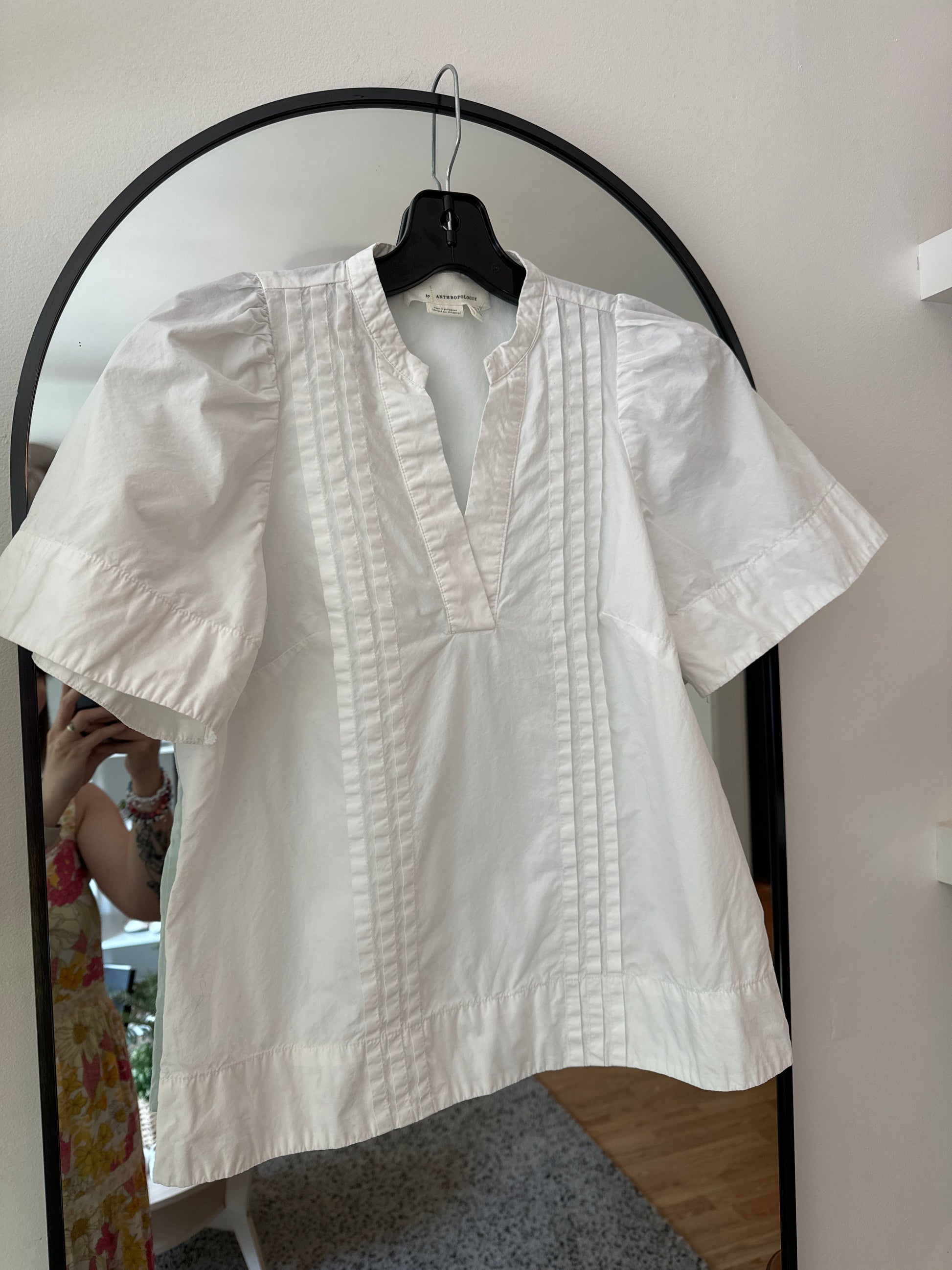 White Maeve Poplin Pintuck Blouse,