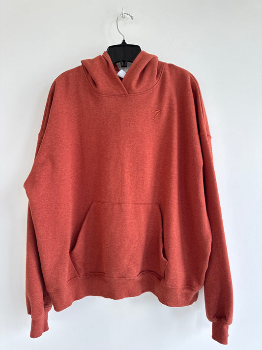 Gymshark hoodie, Gymshark sweatshirt, unisex hoodie, oversized hoodie, oversized sweatshirt, burnt orange hoodie, rust orange hoodie, fall hoodie, autumn hoodie, cozy hoodie, casual hoodie, athletic hoodie, gym hoodie, unisex sweatshirt, fall clothing, autumn clothing, women’s hoodie, men’s hoodie, Sherwood Park consignment, Sherwood Park shopping, Edmonton consignment, secondhand clothing, women’s consignment store