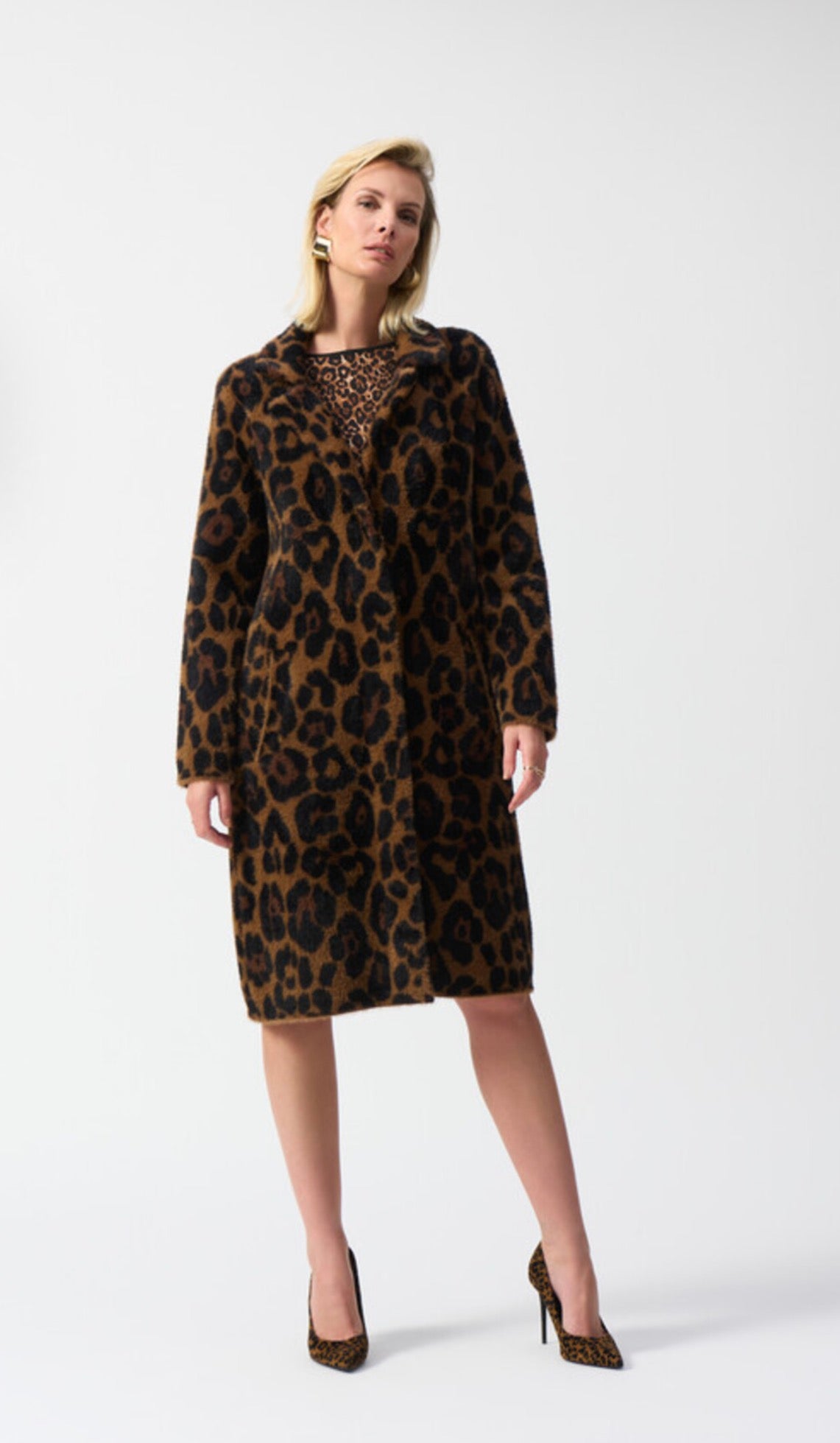 Joseph Ribkoff Prem Faux Fur Leopard Coatagin, XL