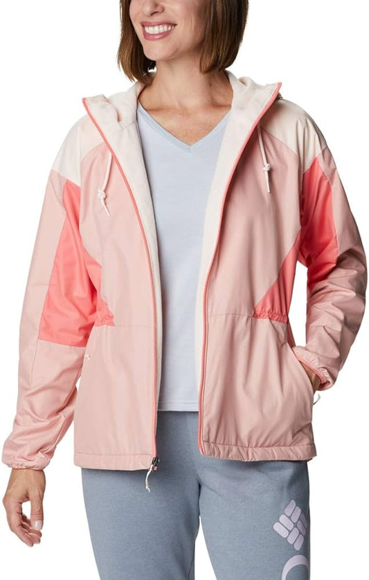 Columbia side hill fleece rain jacket, pinks, size large, used, Edmonton thrift