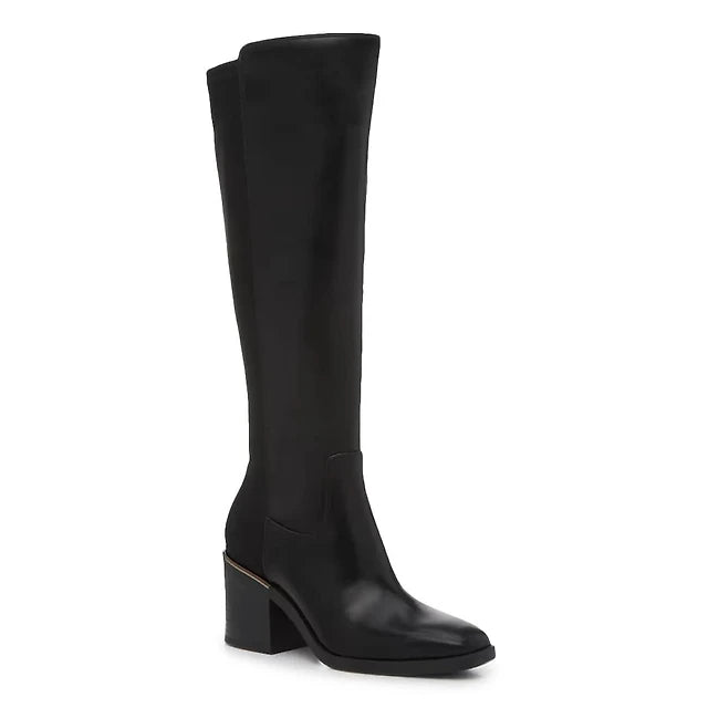 knee high boot, with gold on heel, secondhand edmonton, preloved sherwood park, consignment store, secondhand knee high boots, like new condition