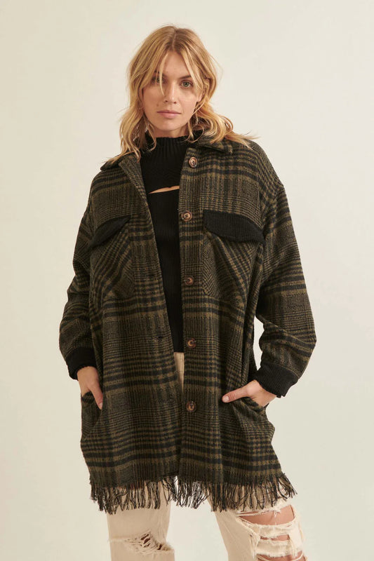 Promesa Plaid Tweed Shacket, Small (Oversized)