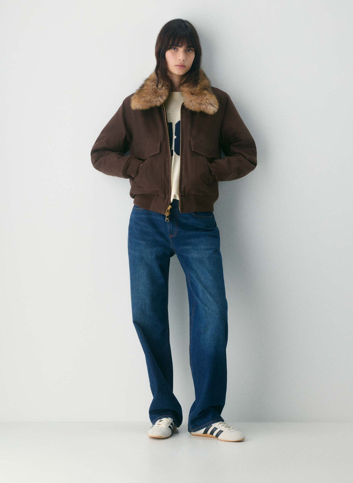 TNA Aritzia Overdrive Aviator Bomber, Brown