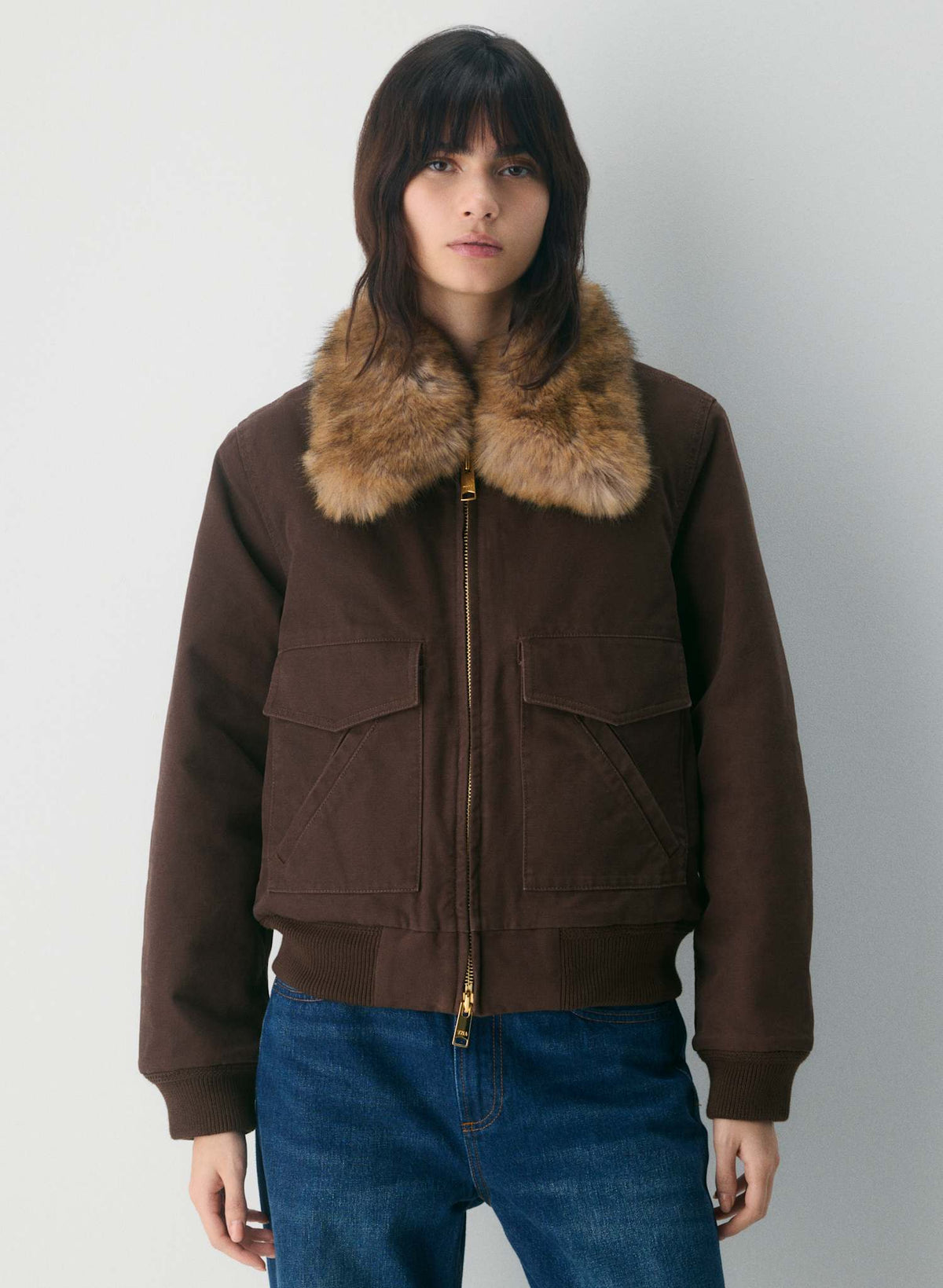TNA Aritzia Overdrive Aviator Bomber, Brown