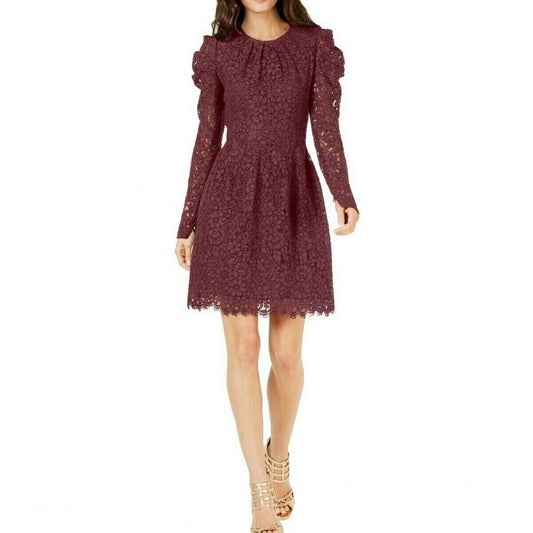 Micheal Kors Fit & Flare Mini Lace Overlay Dress, 4