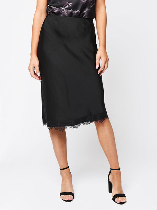 Cupcakes & Cashmere Indio Satin Lace Trim Skirt, XSmall