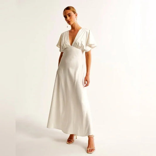 NWT Flutter Sleeve Satin Maxi Dress, XSmall