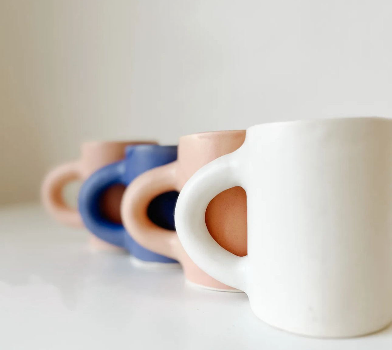 Locally made pottery coffee mugs