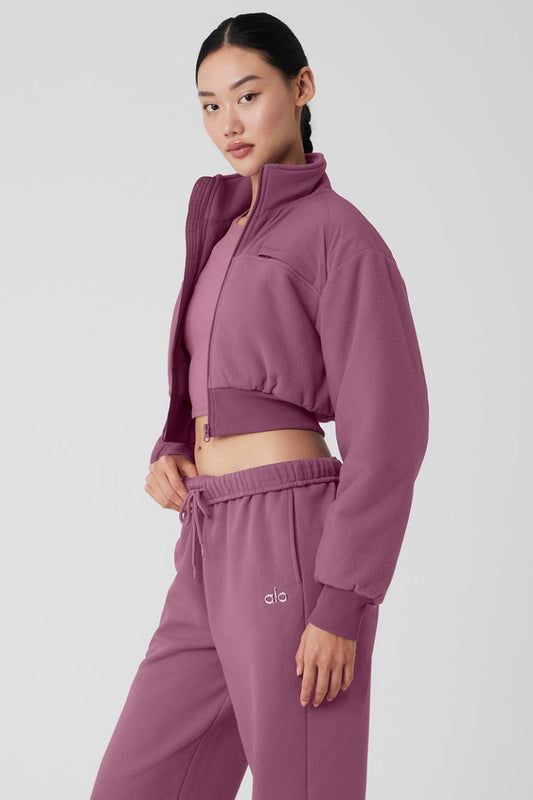 Alo Polar Fleece Cropped Wintry Mix Jacket, Medium