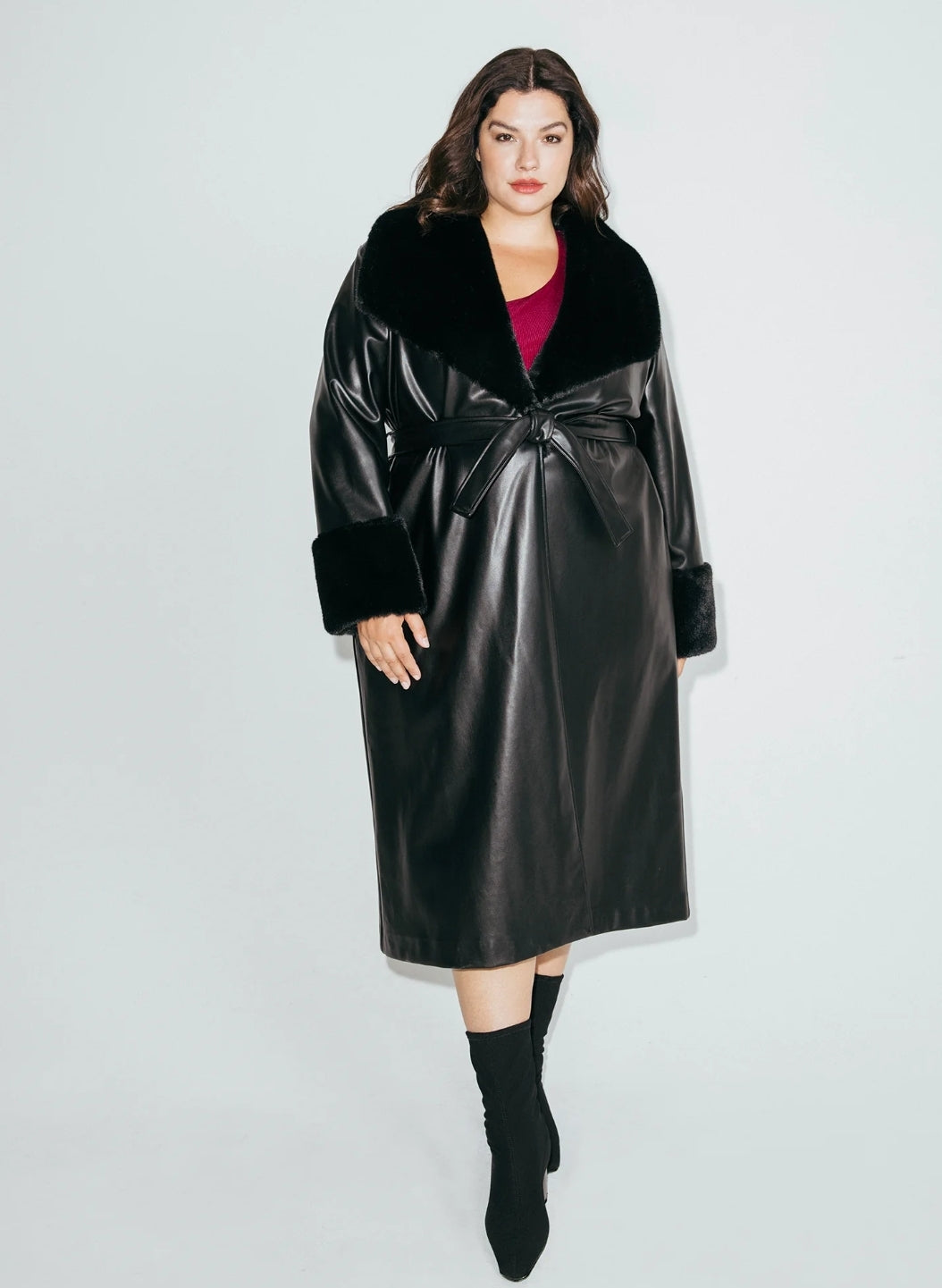 NWT Hilary Macmillan Faux Leather Coat, 1X