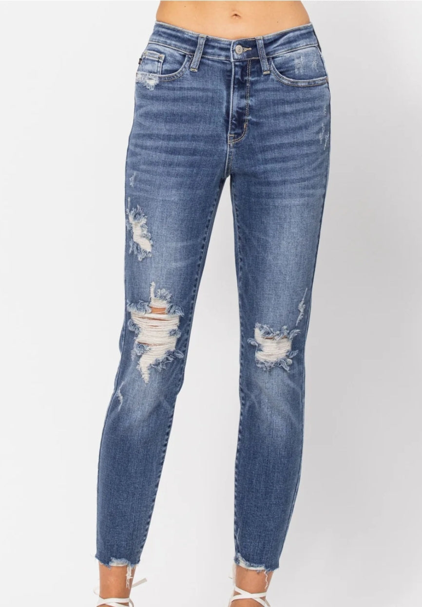 Relaxed Distressed Denim, 18W