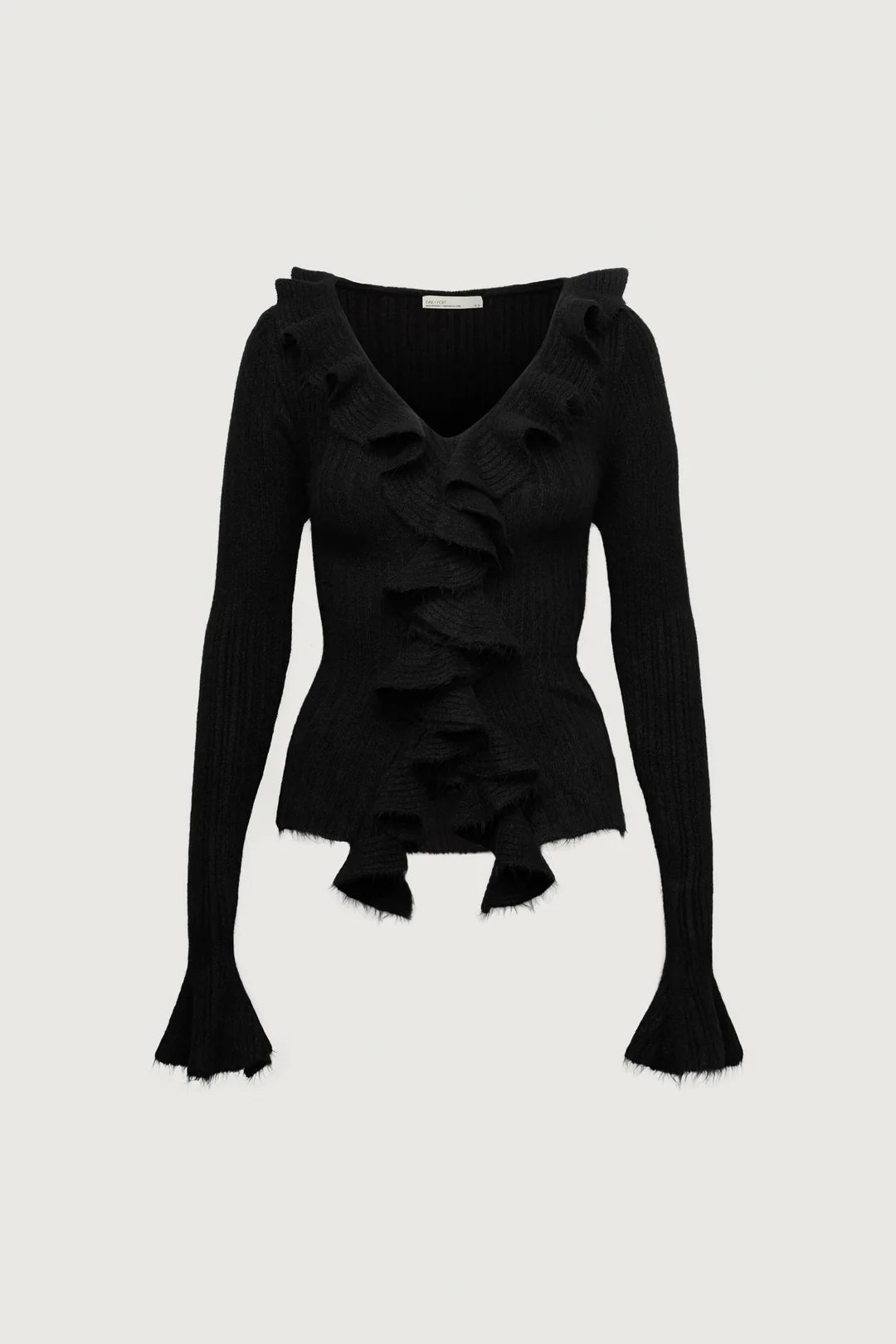 oak + fort ruffle v-neck sweater
