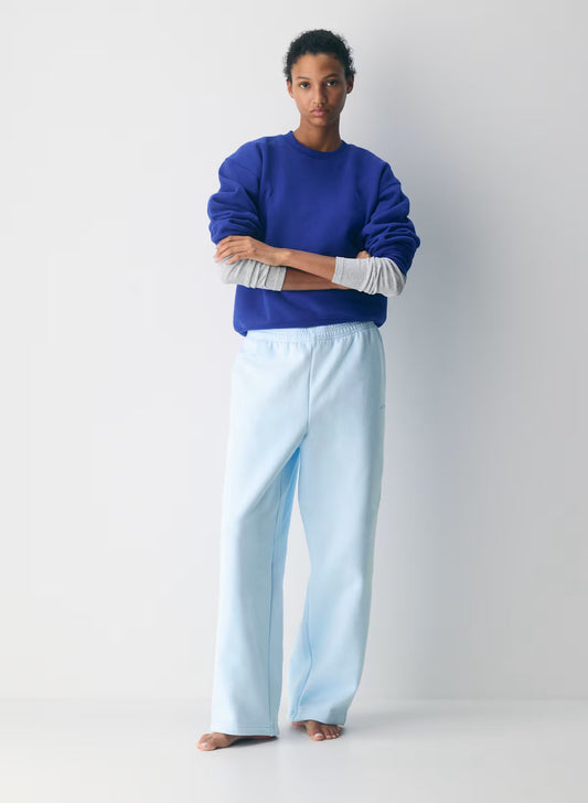 A model stands barefoot against a light gray studio background, Aritzia Boyfriend Fit Barrel Sweat