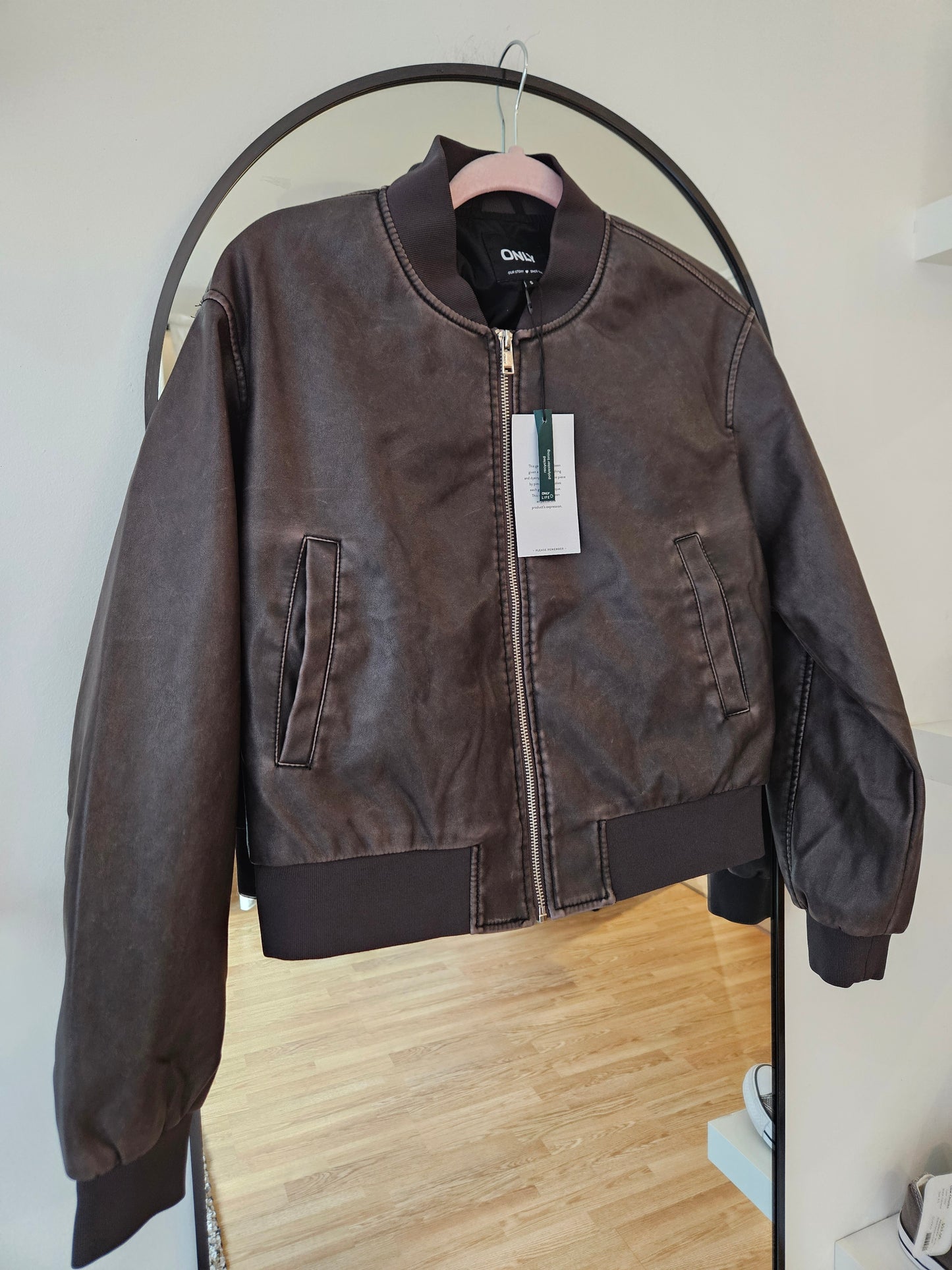 NWT Jane Pleather Bomber, Small