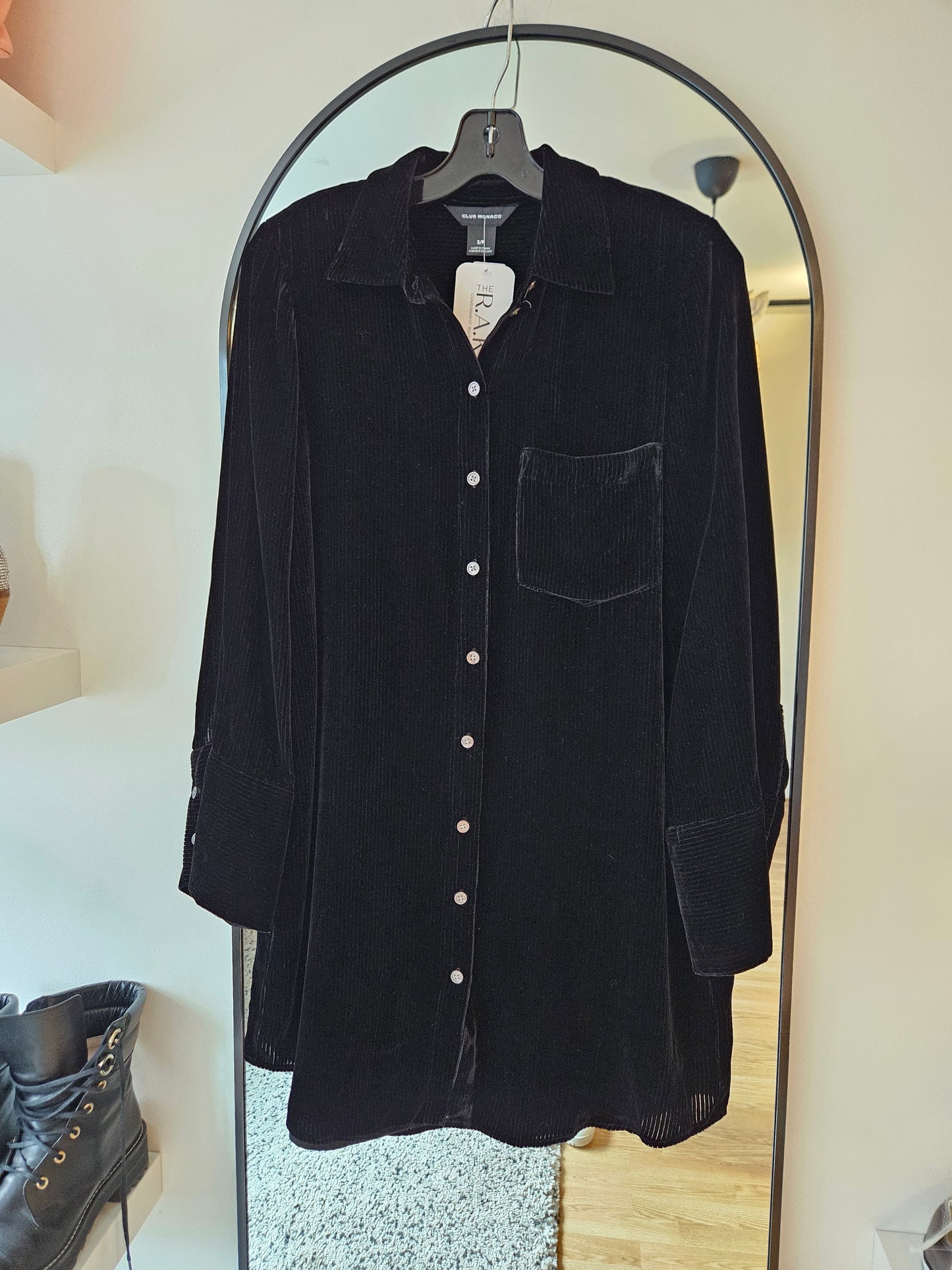 Velvet Shirt Dress, Small